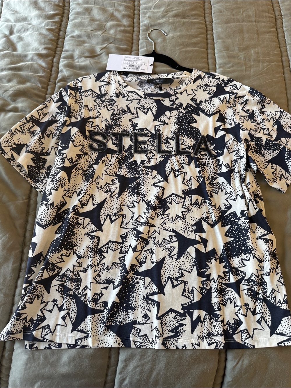 MaxMara Black & Cream Star Print Tee